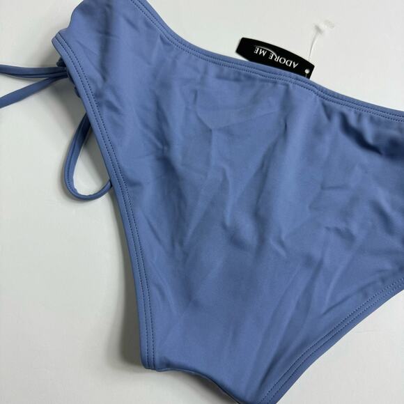Adore Me Solid Bikini Bottoms Size Medium Steel Blue Hip Tie Swim Bottoms - Picture 7 of 9
